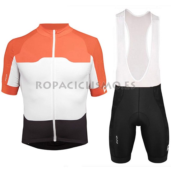 2018 Maillot POC Tirantes Mangas Cortas Naranja y Blanco